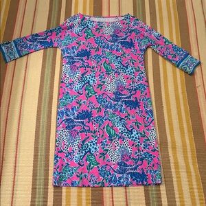 Lilly Pulitzer Pink and Blue Animal Print Dress XXS
